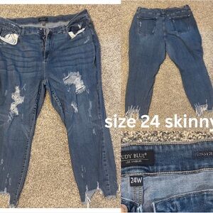 Judy Blue Women's Ripped Blue Skinny Jeans